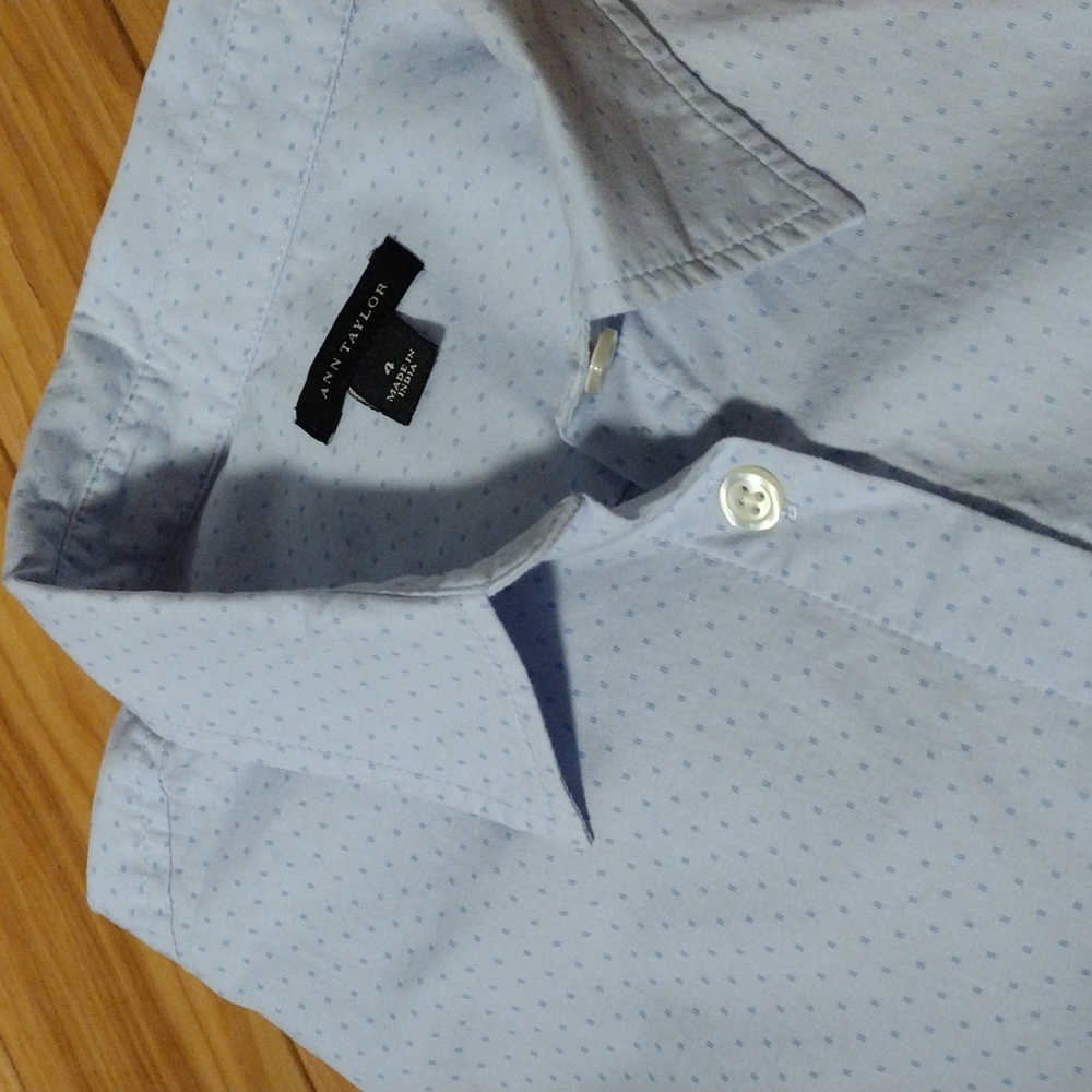 Ann Taylor Pale Blue Blouse Button up Shirt